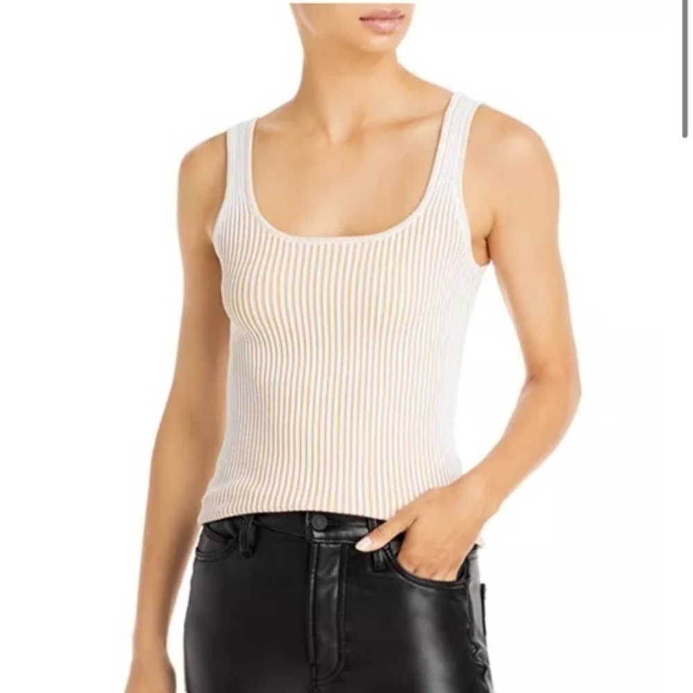 Anine Bing Josie Ribbed Tank Cream Beige Size Small